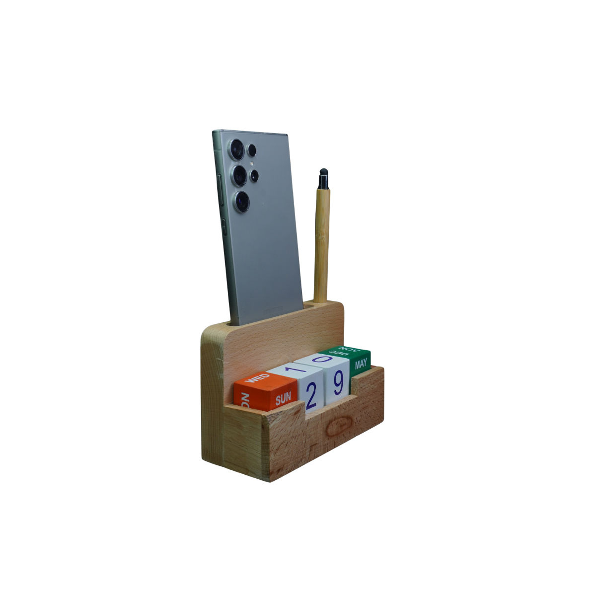 Wooden Table Top Calendar with Pen Stand