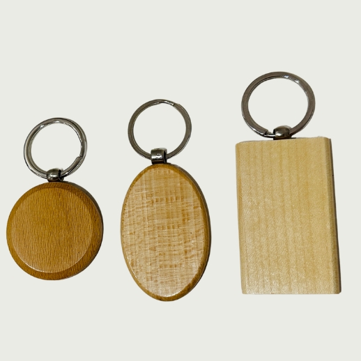 Wooden Round And Square Shape Promotional Keychains