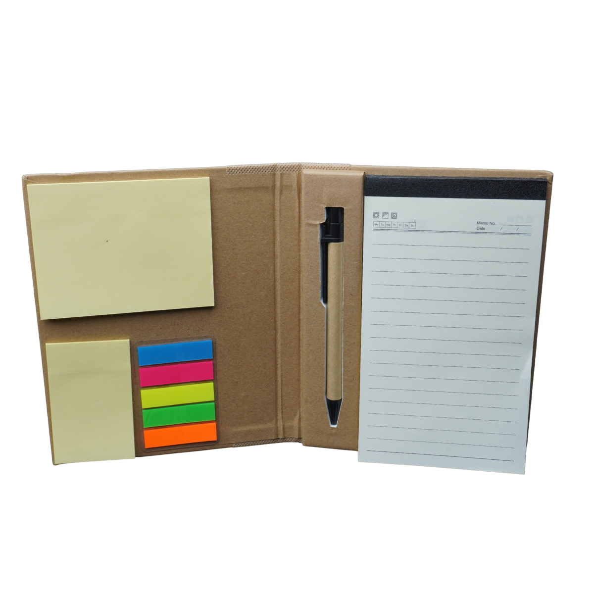 Spiral Multi-colored Sticky Notepad with Hardwood Cover
