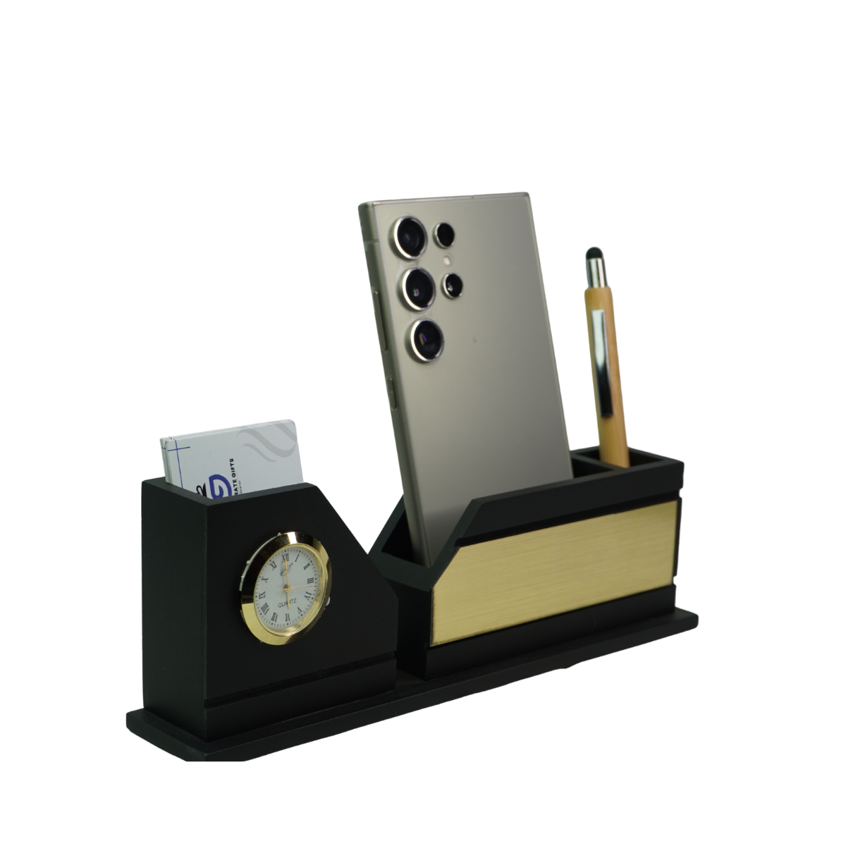 Mobile Holder Desk Organizer with Clock