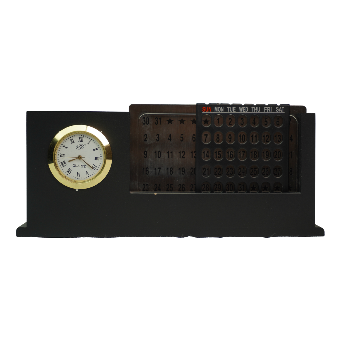 Multi-functional Black Wooden Desk Organizer