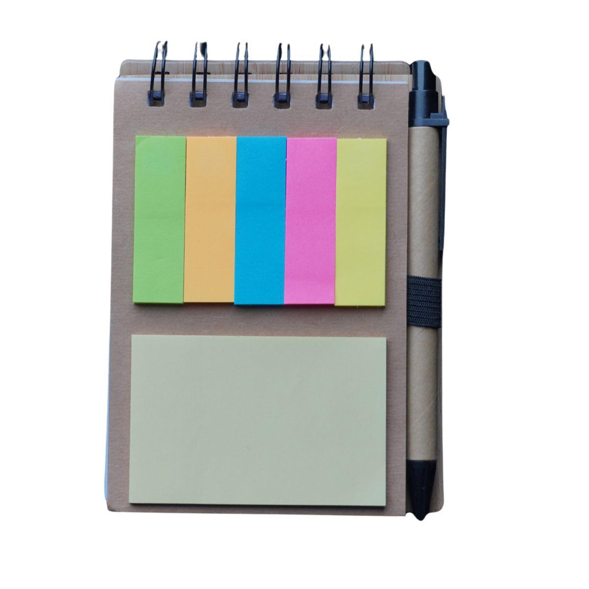 Spiral Multi-colored Sticky Notepad with Hardwood Cover