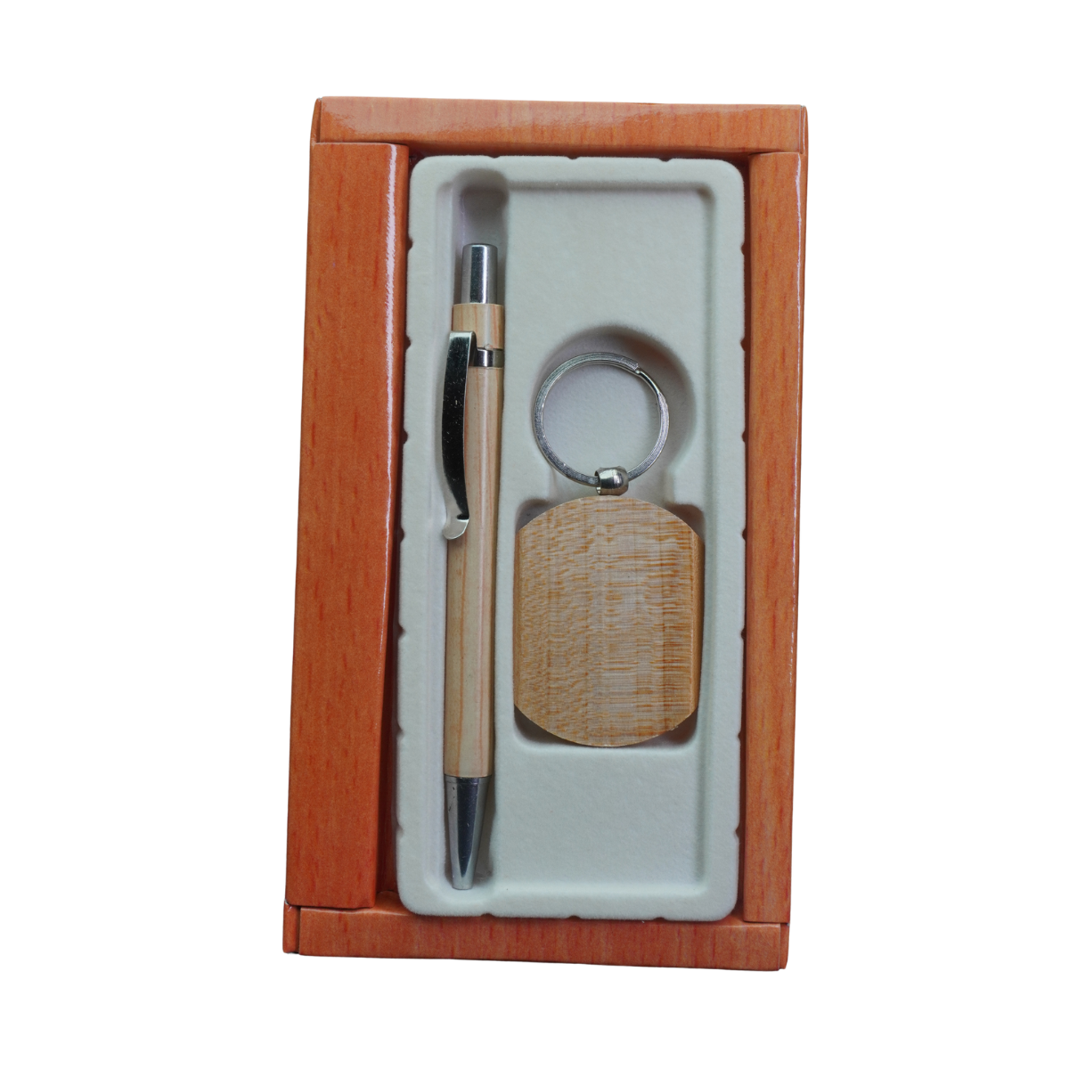 Bamboo-cased Corporate Gift Pen with Keychain