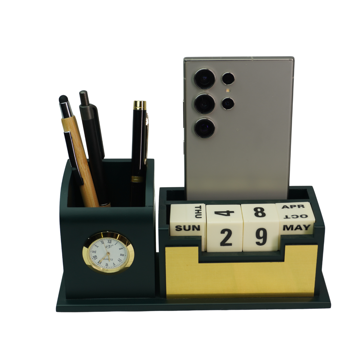 Pen Stand with Wooden Calendar for Office Table